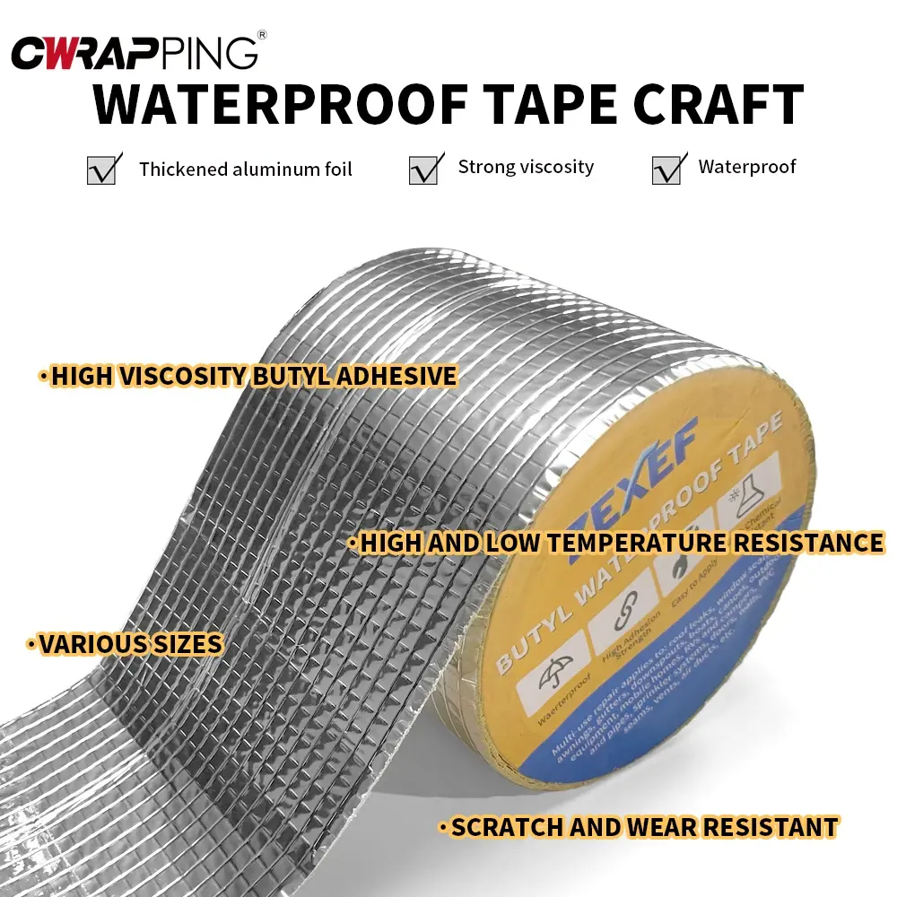 Waterproof Tape Self-adhesive Butyl Sealing Tape Roof Repair Sealed Adhesive Sealant High and Low-temperature Resistance Tape
