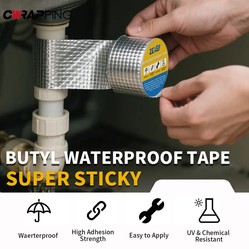 Waterproof Tape Self-adhesive Butyl Sealing Tape Roof Repair Sealed Adhesive Sealant High and Low-temperature Resistance Tape