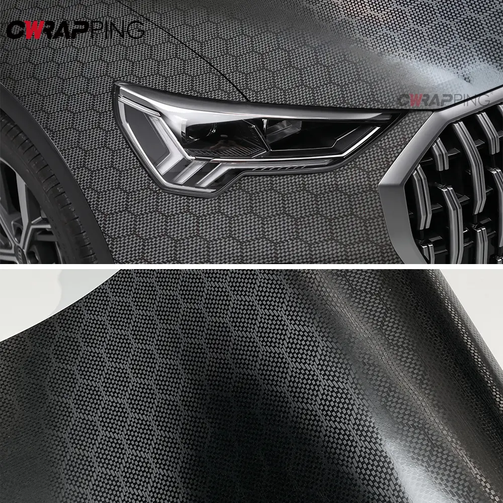 Carbon Fiber Sticker Waterproof Self Adhesive Black  Diamond Forged Carbon Film Color Change Film Stickers for Car Accessories