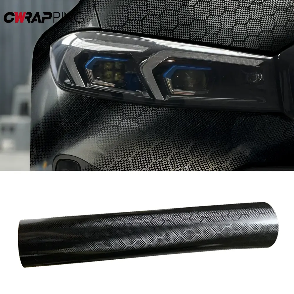 Carbon Fiber Sticker Waterproof Self Adhesive Black  Diamond Forged Carbon Film Color Change Film Stickers for Car Accessories
