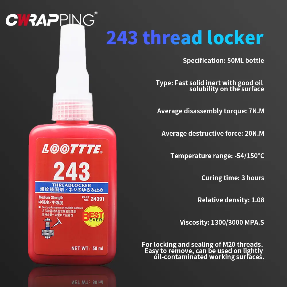 50ml Threadlocker Adhesive Anaerobic Sealant Anti Loose Screw Fastening Quickly Cured Agent Thread Locking Super Glues for Screw