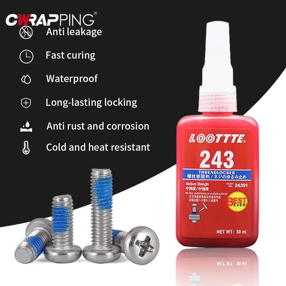 50ml Threadlocker Adhesive Anaerobic Sealant Anti Loose Screw Fastening Quickly Cured Agent Thread Locking Super Glues for Screw