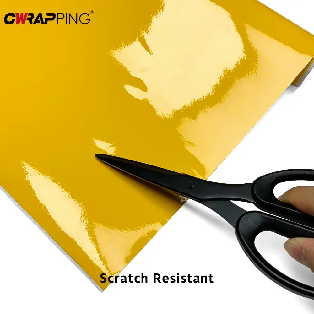 Glossy Car Stickers Vinyl Wrap Film Self Adhesive Bubble Free Decoration DIY Yellow Motorcycle Stickers for Auto Accessories