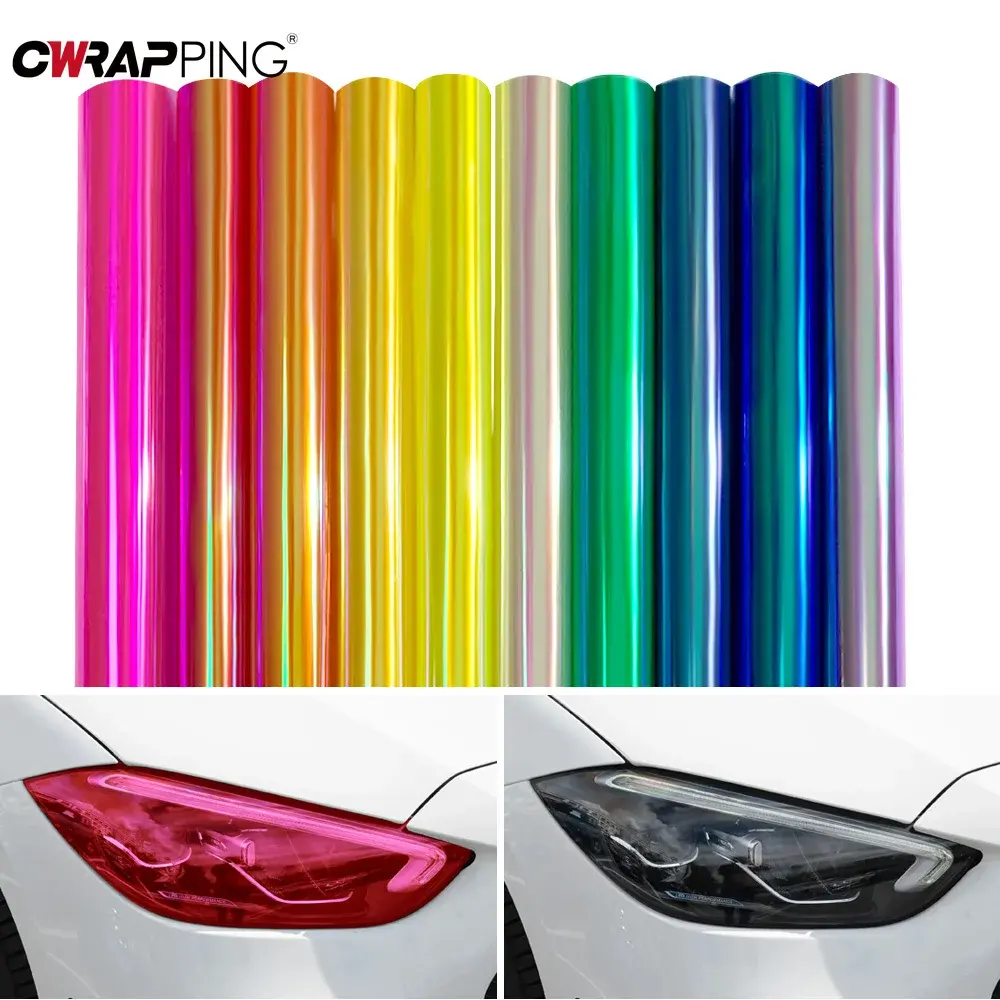 Car Tint Films PVC Headlight Taillight Wrap Cover Decal Waterproof Glossy Sticker Chameleon Color-Changing Film Cars Accessories