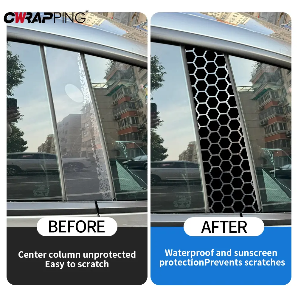 Car Stickers Honeycomb Auto B Pillar Decal Waterproof Scratches DIY Center Column Decoration Cover for Tunning Car Accessories