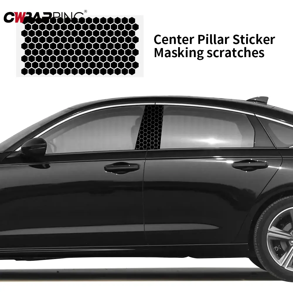 Car Stickers Honeycomb Auto B Pillar Decal Waterproof Scratches DIY Center Column Decoration Cover for Tunning Car Accessories