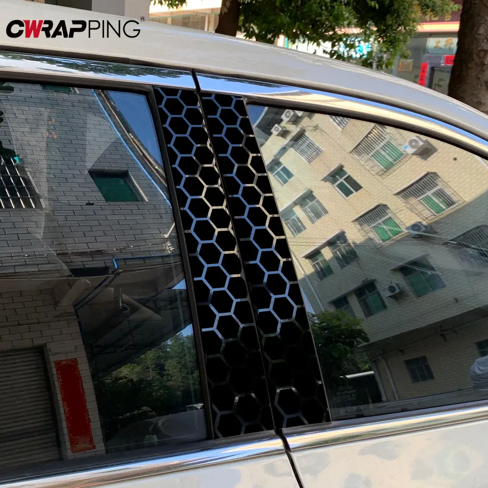 Motorcycle Sticker Honeycomb Geometric Car Decal Auto B Pillar Waterproof Center Column Decor for Car Motorcycle Accessories