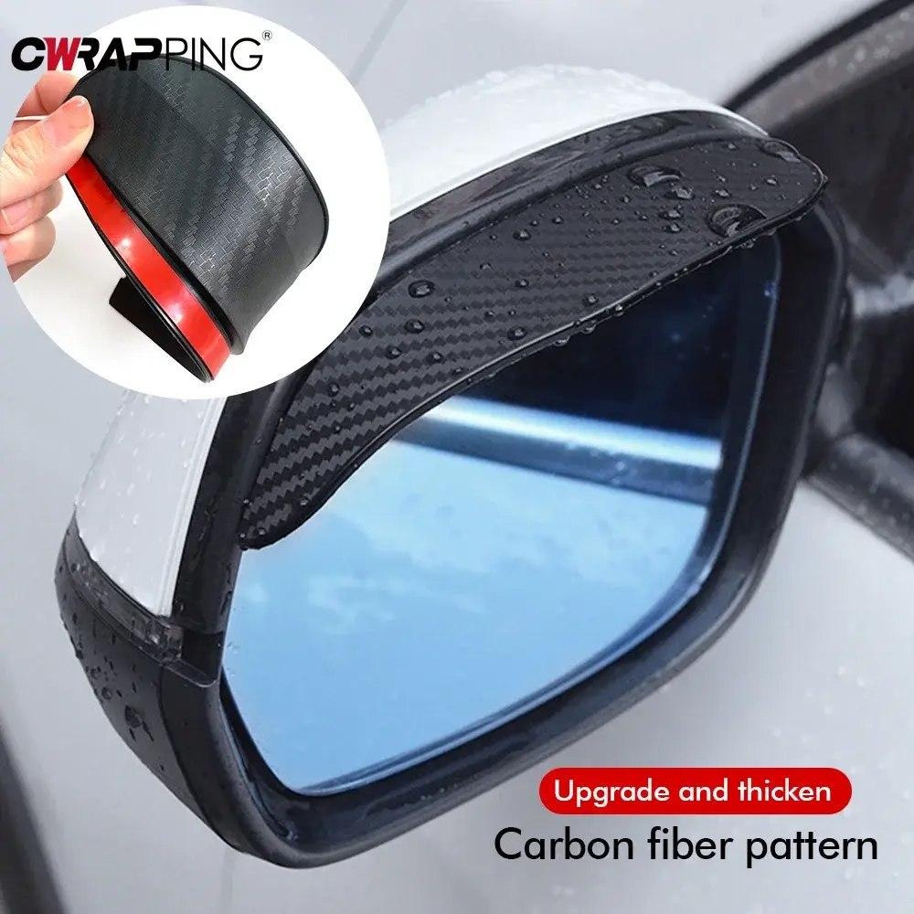 2PCS Car Rearview Mirror Rain Eyebrow Carbon Fiber Sun Visor Shade Cover Rain Mirror Protector Clear Vision for Car Accessories