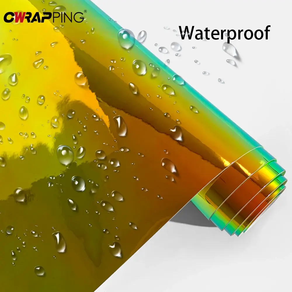 Exterior Car Stickers Vinyl Wrap Motorcycles Gold Stickers Rainbow Laser Plated Car Body Film Waterproof Vinyl Car Accessories