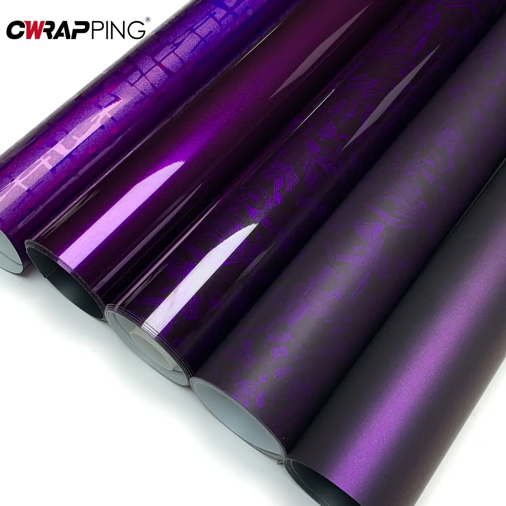 Carbon Fiber Vinyl Wrap PET Purple Car Film UV-Proof Waterproof Film for Auto Motorcycle Exterior Customization Cars Accessories