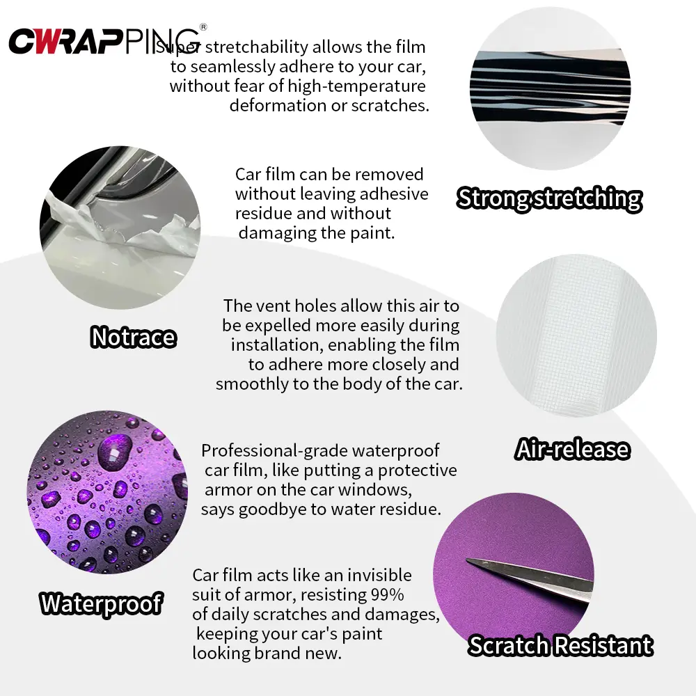 Dark Night Purple Vinyl Wrap PET Car Film Cover Waterproof Adhesive Vinyl for Motorcycle Stickers Customization Auto Accessories