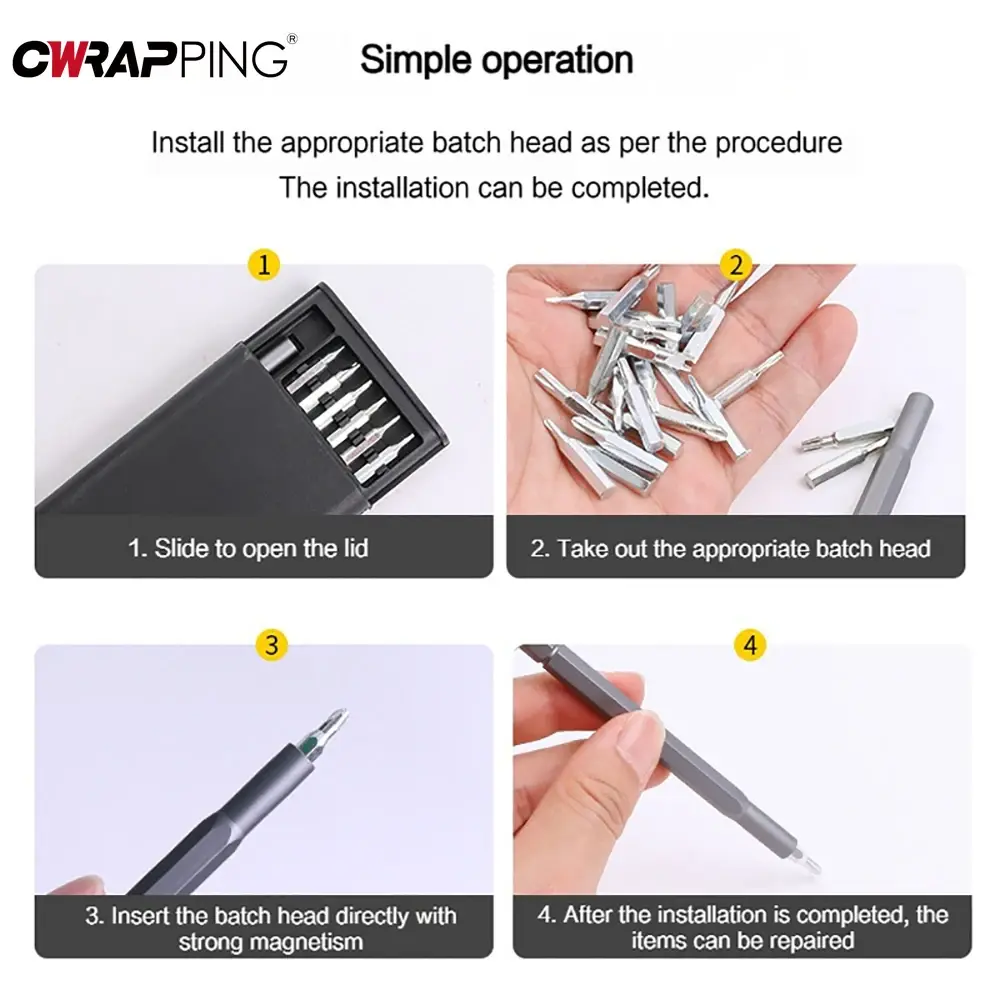 Precision Screwdriver Set 25 in 1 Screw Driver Se Hexagonal Flat Head Magnetic Screwdriver Head for Car Computer Phone Home Use