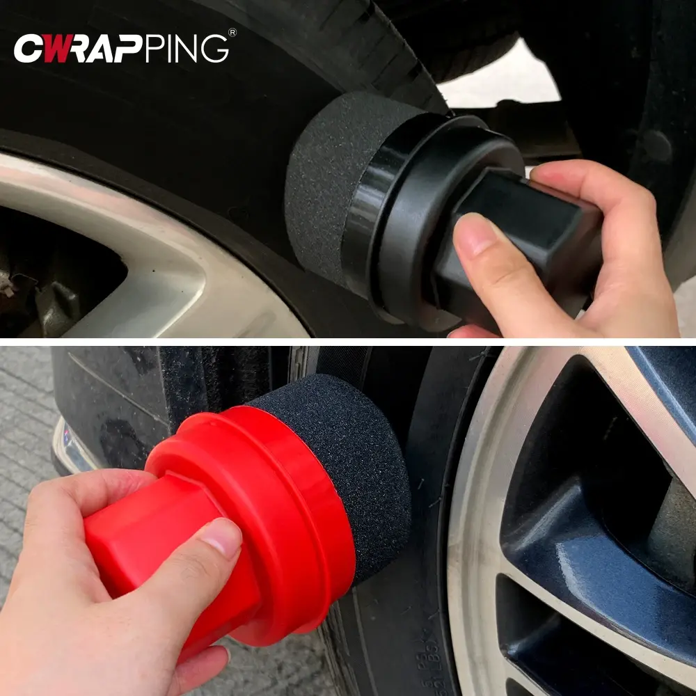 Car Wheel Polishing Waxing Sponge with Lid Tire Wash Wipe Water Suction Sponge Pad Wax Polishing Tyre for Car Cleaning Tools