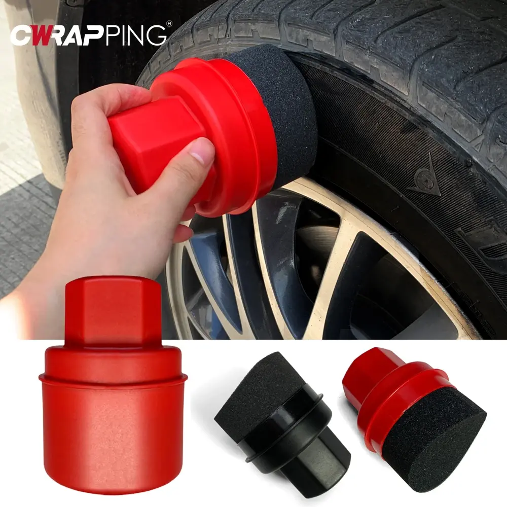 Car Wheel Polishing Waxing Sponge with Lid Tire Wash Wipe Water Suction Sponge Pad Wax Polishing Tyre for Car Cleaning Tools