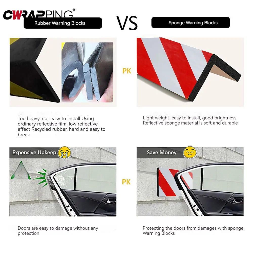 4/2/1PCS Car Foam Sticker Warning Signs Bumper Door Protection Scratch Protector Red White Foam for Parking Garage Accessories