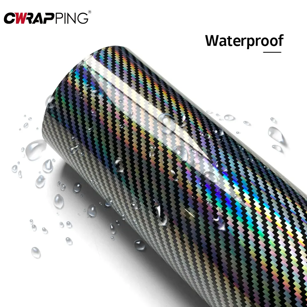 Laser Rainbow Carbon Fiber Stickers Gloss Car Vinyl Wrap Film Air Release Bubble Free Waterproof Sticker Tunning Car Accessories