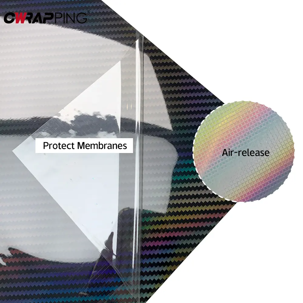 Laser Rainbow Carbon Fiber Stickers Gloss Car Vinyl Wrap Film Air Release Bubble Free Waterproof Sticker Tunning Car Accessories