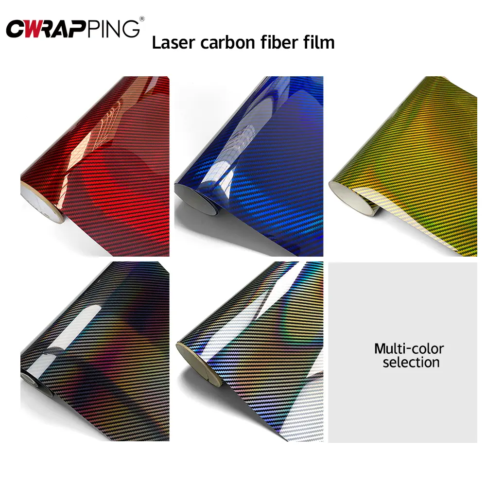 Laser Rainbow Carbon Fiber Stickers Gloss Car Vinyl Wrap Film Air Release Bubble Free Waterproof Sticker Tunning Car Accessories
