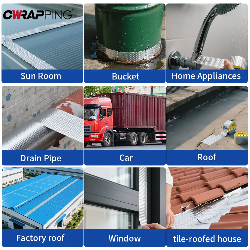 Super Sticky Aluminum Foil Butyl Rubber Tape High Temperature Resistance Waterproof Roof Pipe Crack Duct Repair Tape Stop Leak