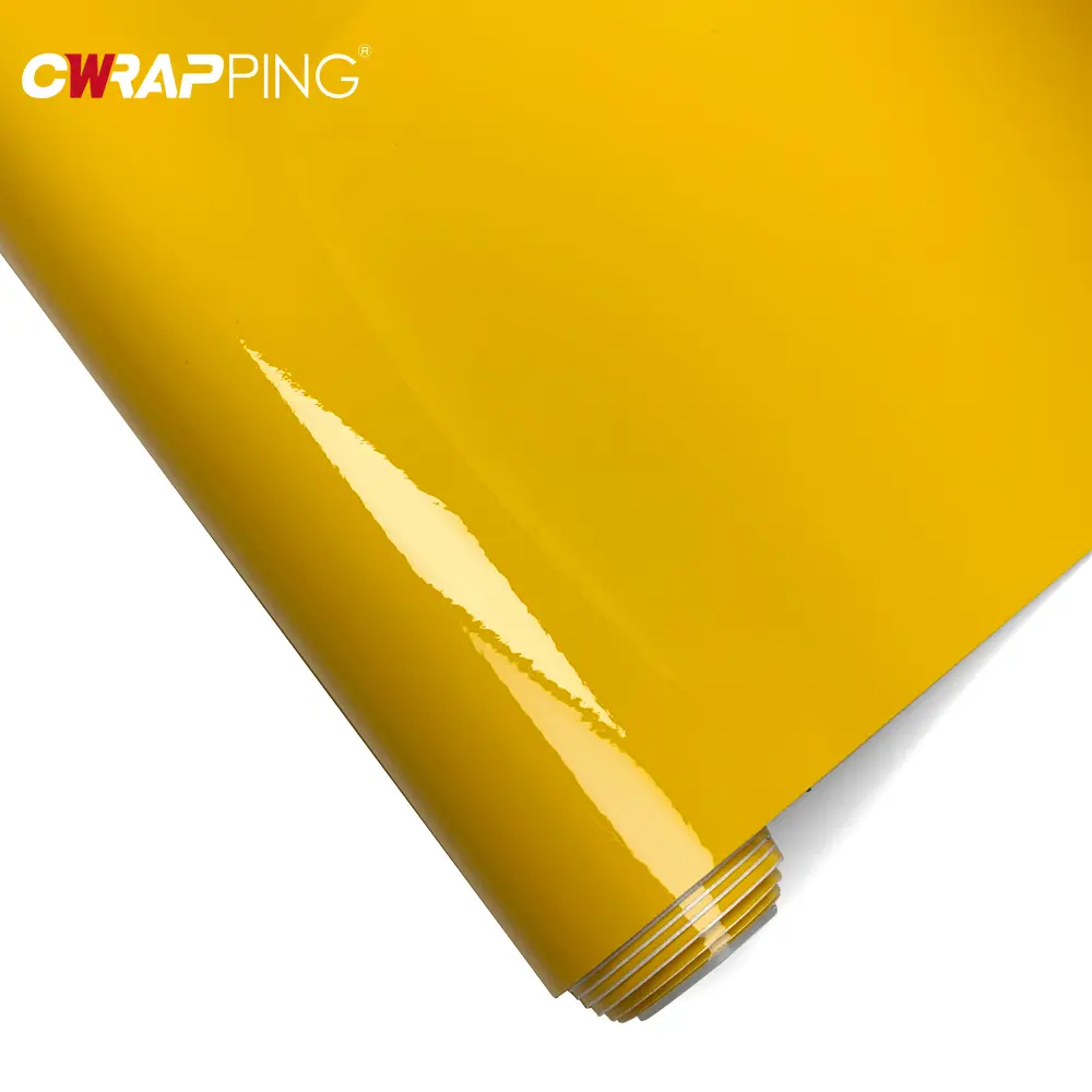Car Sticker Vinyl Wraping Glossy Vinyl Wrap Waterproof Adhesive Vinyl Yellow Motorcycle Stickers Auto Film Covers for Car Decals
