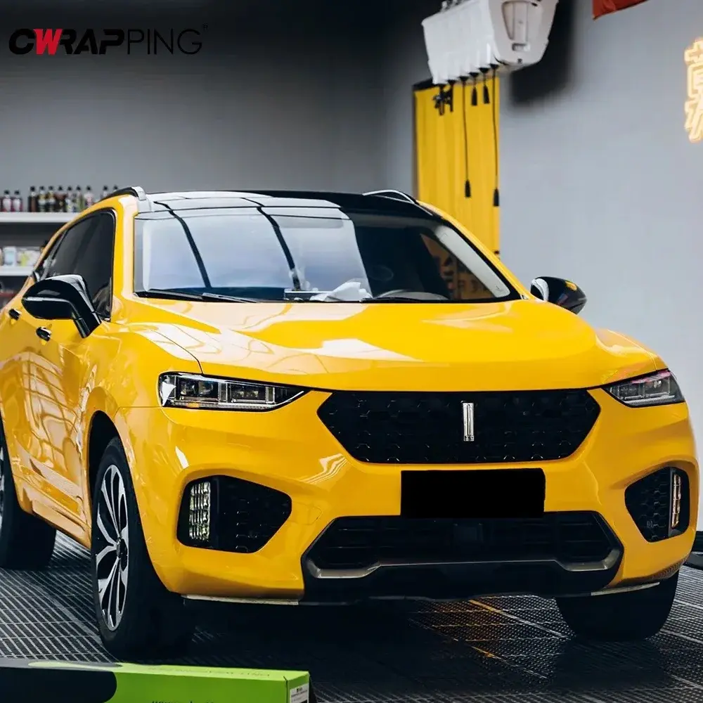 Car Sticker Vinyl Wraping Glossy Vinyl Wrap Waterproof Adhesive Vinyl Yellow Motorcycle Stickers Auto Film Covers for Car Decals