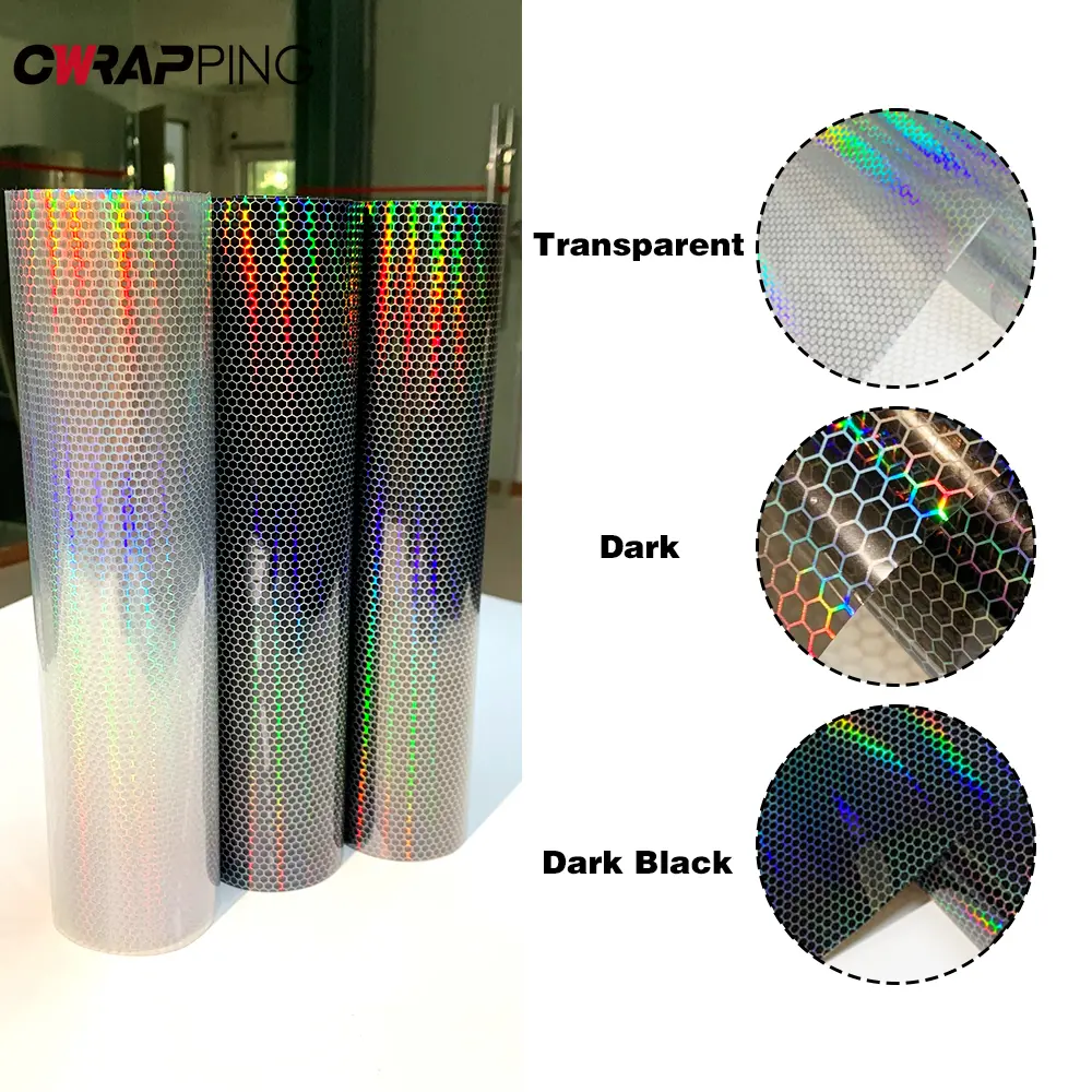 CarHeadlights Taillight  Laser Honeycomb Lamp Vinyl Wrap Fog Light Taillight Stickers Automobile Headlight Tint Waterproof Films