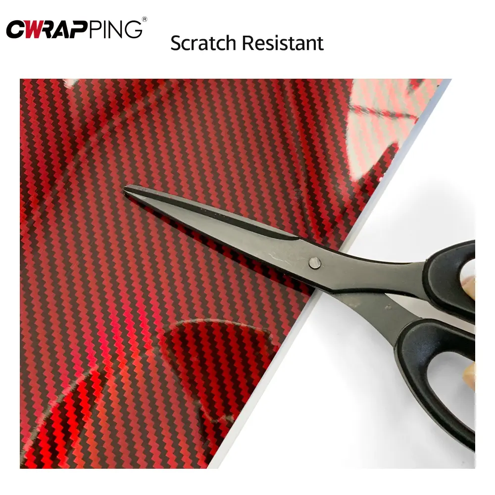 Carbon Fiber Laser Red Car Stickers Glossy Holographic Vinyl Wrap Films Air Release Bubble Free Auto Body Decal Car Accessories