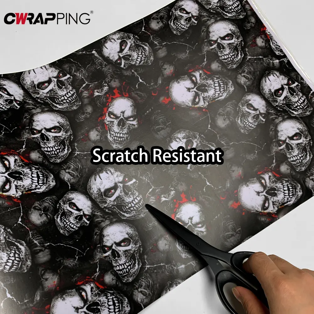 Car Stickers Wrap Vinyl Skull Cartoon Printed Auto Body Film Self-Adhesive Camo Modification Film for Motorcycle Car Accessories
