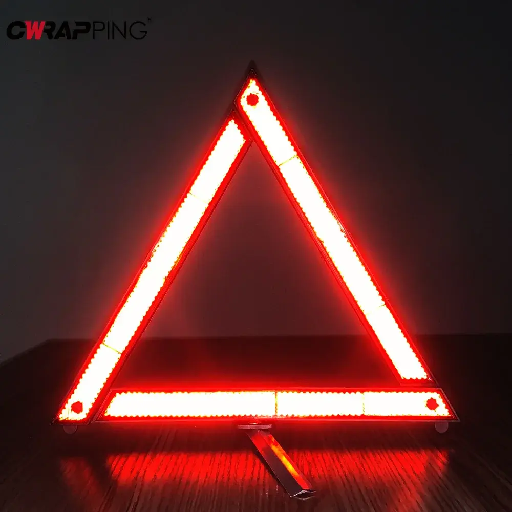 Foldable Warning Triangle Reflective Metal Car Emergency Breakdown Safety Roadside Highway Accident Hazard Sign DOT Certified