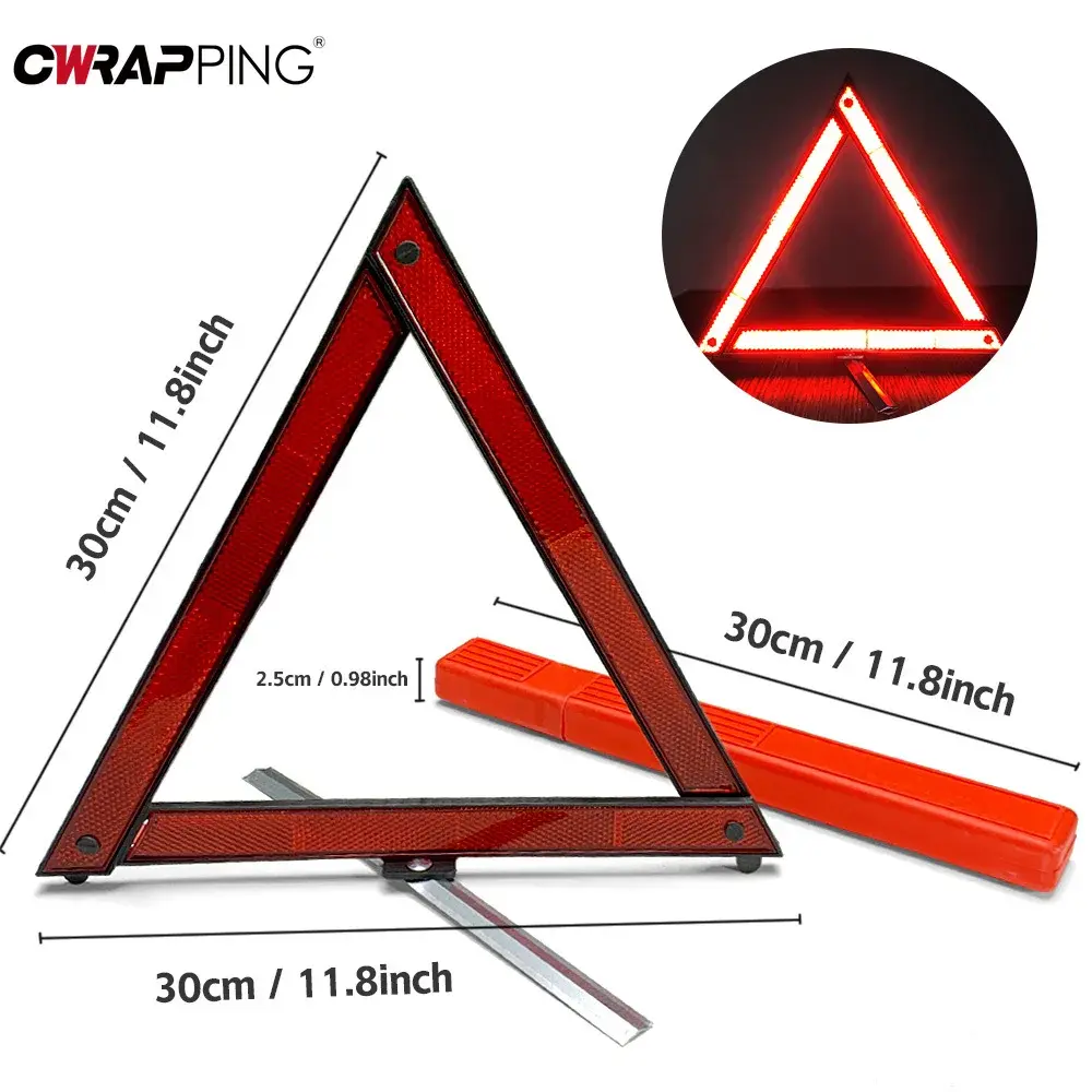 Foldable Warning Triangle Reflective Metal Car Emergency Breakdown Safety Roadside Highway Accident Hazard Sign DOT Certified