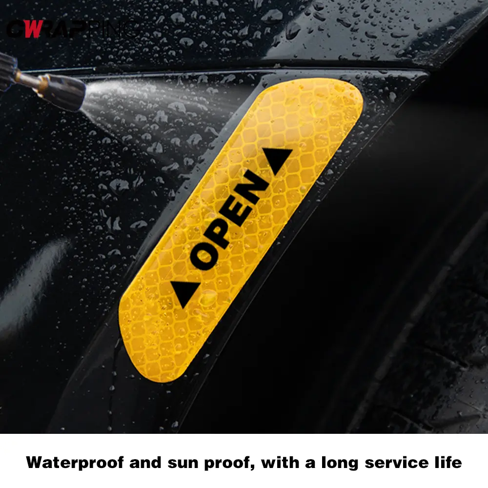 Reflective Car Door Sticker Safety Opening Warning Reflector Tape Decal Auto Car Accessories Exterior Interior Reflector Sticker