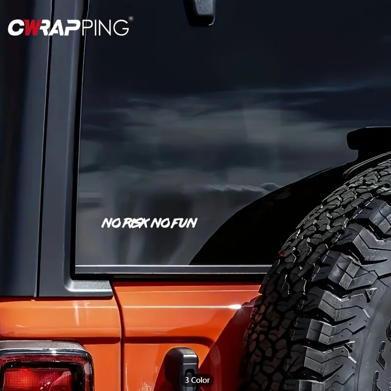 Waterproof Car Stickers 22x2.4cm No Risk No Fun Motorcycle Sticker Off-Road Fuel Tank Cars Window Decal Vinyl Auto Accessories