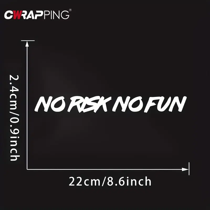Waterproof Car Stickers 22x2.4cm No Risk No Fun Motorcycle Sticker Off-Road Fuel Tank Cars Window Decal Vinyl Auto Accessories