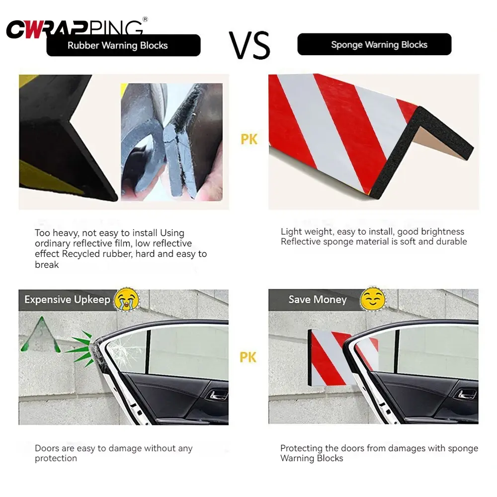 Car Foam Sticker Warning Signs Bumper Red White Foam Parking Garage Door Protection Scratch Protector Car Decoration Accessories