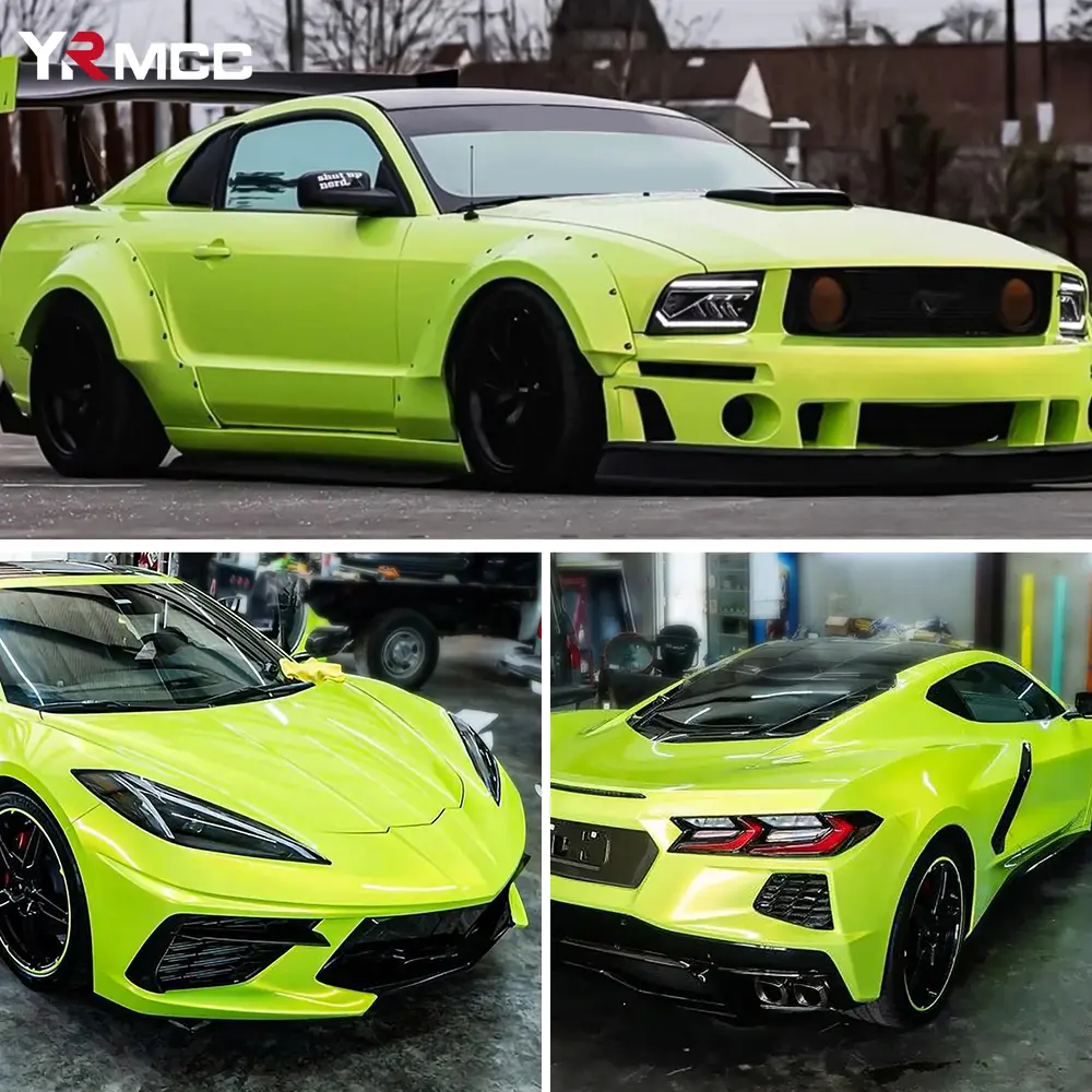 Glossy Car Stickers Vinyl Wrap Waterproof Adhesive Vinyl Wrap Lemon Yellow Foil Car Film Covers for Decals Motorcycle Stickers