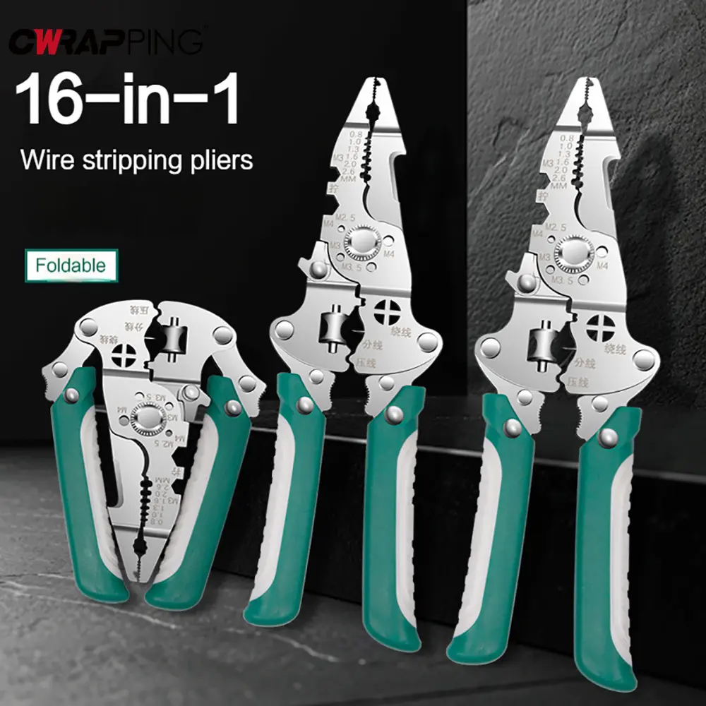 16 in 1 Crimping Pliers Wire Stripper Pliers Multi-tool Electrician Multitool Mechanical Workshop Tool for Car Repair Hand Tool