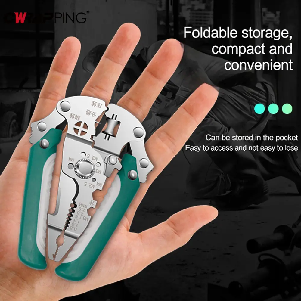Foldable Wire Stripper Pulley Design 16in1 Multi-function Electrician Wire Splitter Wire Winding Plier Crimping Pliers Hand Tool