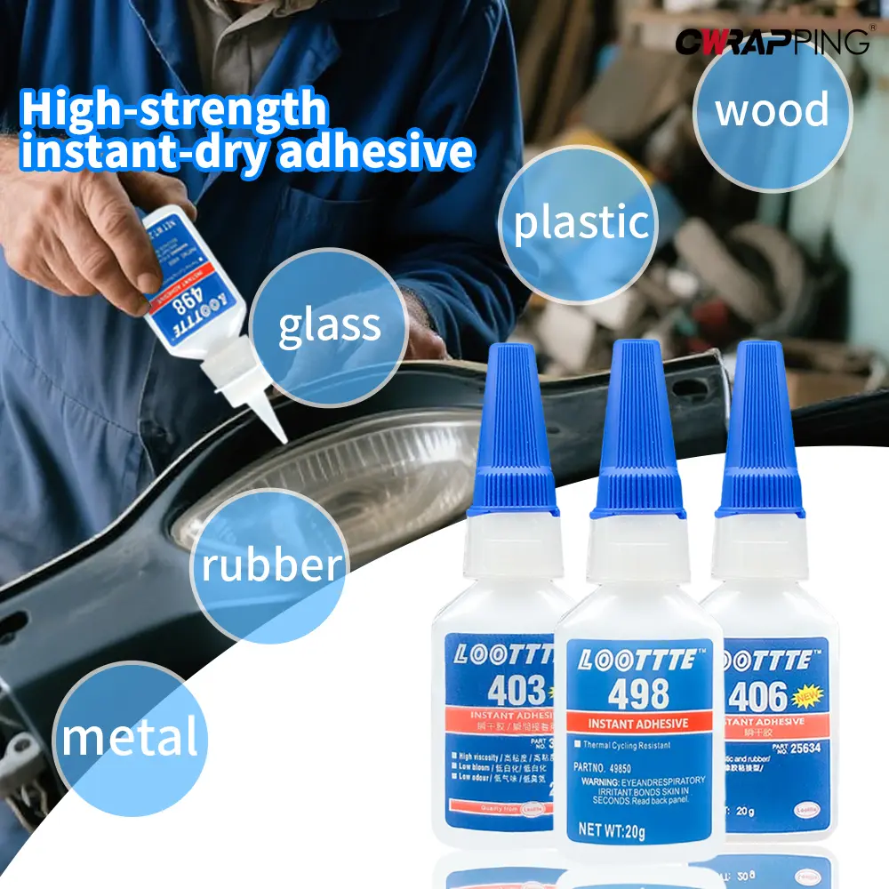 Super Strength Adhesive Instant Dry Cyanoacrylate Adhesive Suitable for Leather Rubber Wood Glass Metal Plastic Fast Repair Tool