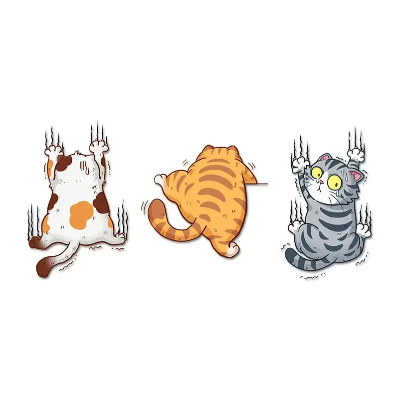 3pcs Cute Pet Cat Car Stickers Climbing Cats Animal Styling Stickers Decoration Car Body Creative Decals Decor Car Accessories