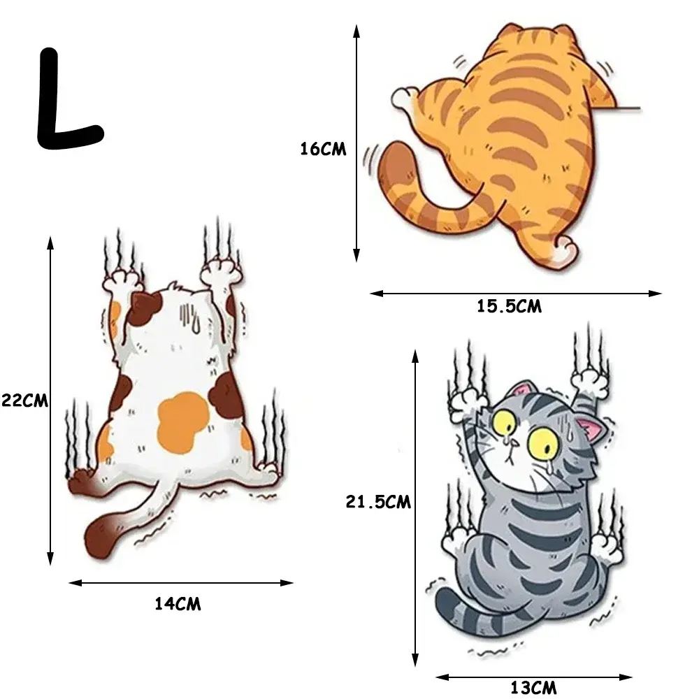 3pcs Cute Pet Cat Car Stickers Climbing Cats Animal Styling Stickers Decoration Car Body Creative Decals Decor Car Accessories