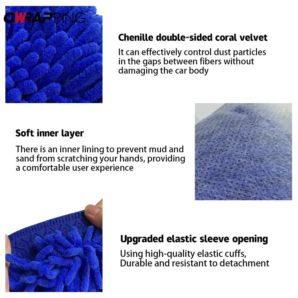 Car Wash Glove Detailing Thickened Double Sided Multifunction Glove Motorcycle Wash Tools Care Sponge Car Cleaning Accessories