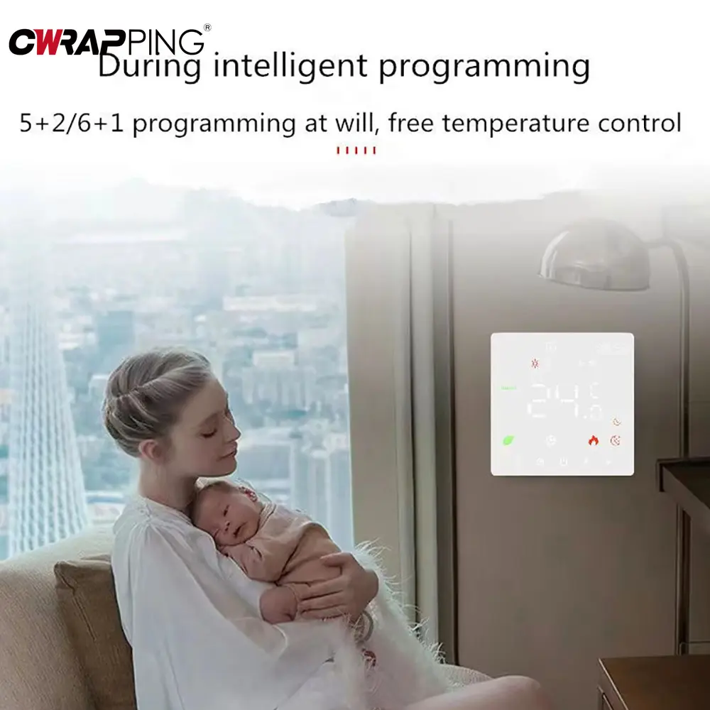 Smart WiFi Thermostat with Child Lock Backlight for Air Conditioning Water Floor Heating Home Office Intelligent Accessories