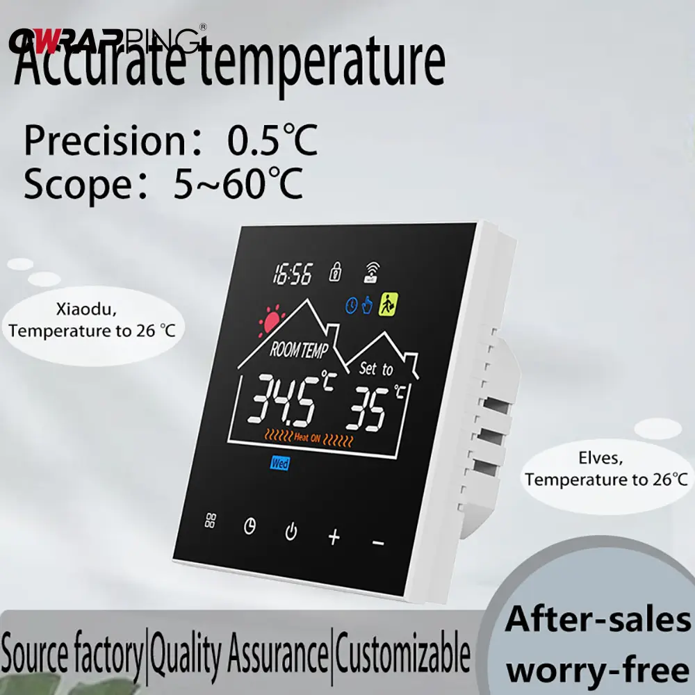 Smart WiFi Thermostat with Backlight Child Lock for Water Floor Heating Dual Power Home Office Intelligent Temp Control System