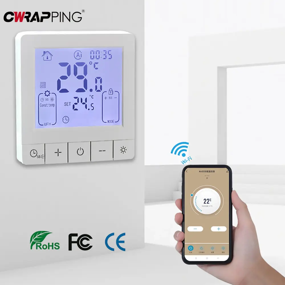Smart WiFi Thermostat with Child Lock Backlight for Air Conditioning Water Floor Heating Home Office Intelligent Accessories