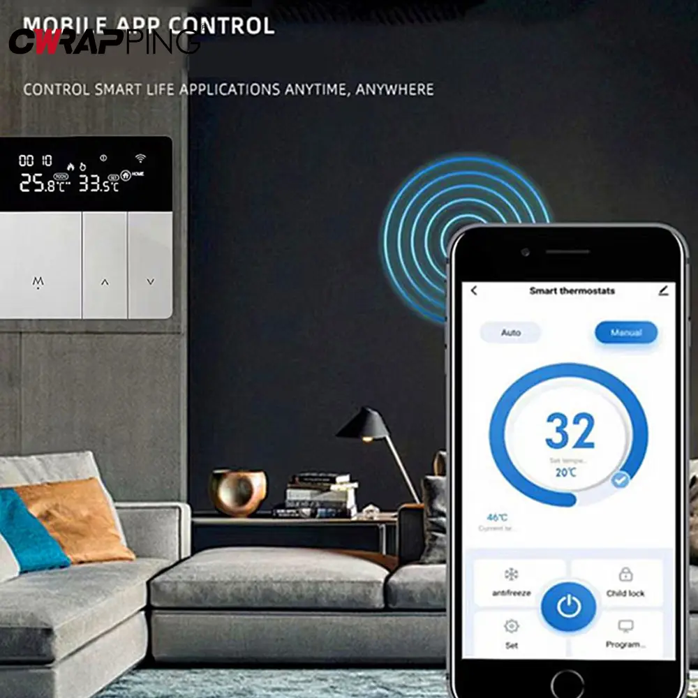 Smart WiFi Thermostat Digital Display Wired Water Floor Heating Controller with Remote Lock Home Office Smart Heating Accessory