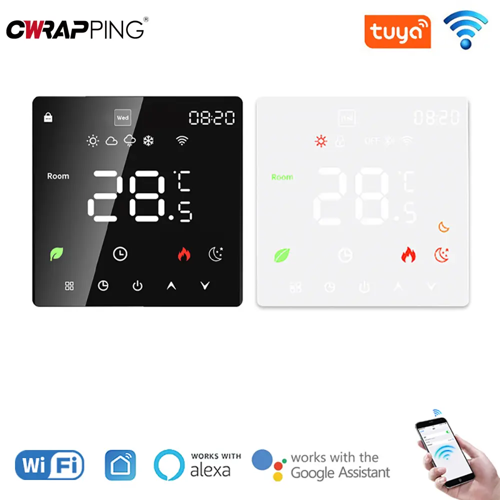 Smart WiFi Thermostat Touchscreen Display Programmable for Air Conditioning Floor Heating Fan Coil Home Intelligent Accessories