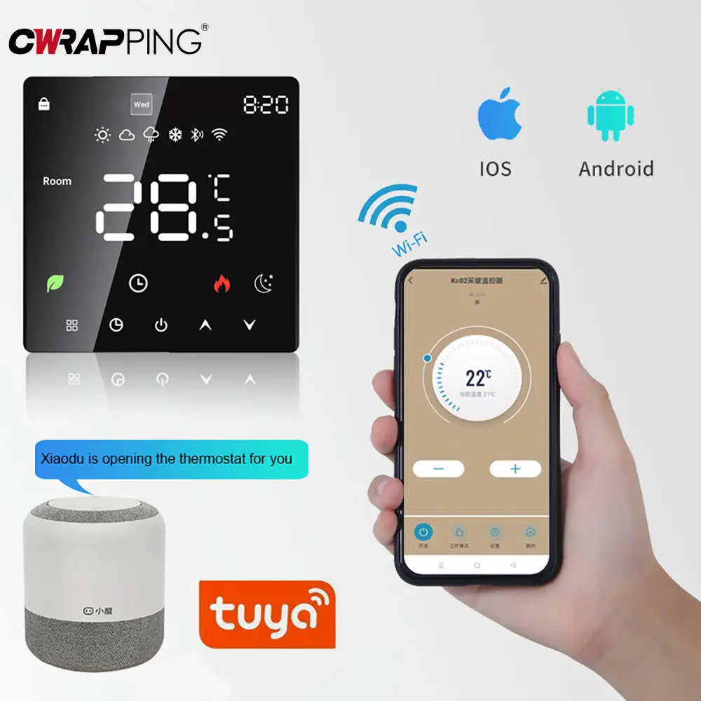 Smart WiFi Thermostat Touchscreen Display Programmable for Air Conditioning Floor Heating Fan Coil Home Intelligent Accessories