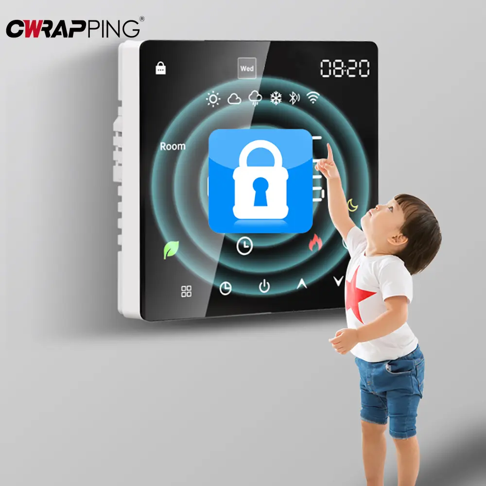 Smart WiFi Thermostat Touchscreen Display Programmable for Air Conditioning Floor Heating Fan Coil Home Intelligent Accessories