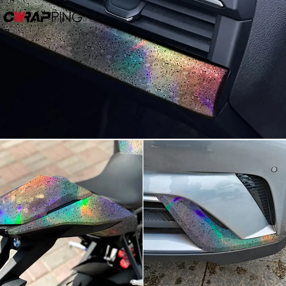 Motorcycle Sticker Laser Black Silver Chameleon Vinyl Wrap Film Waterproof Air Release Stickers for Car Motorcycle Accessories
