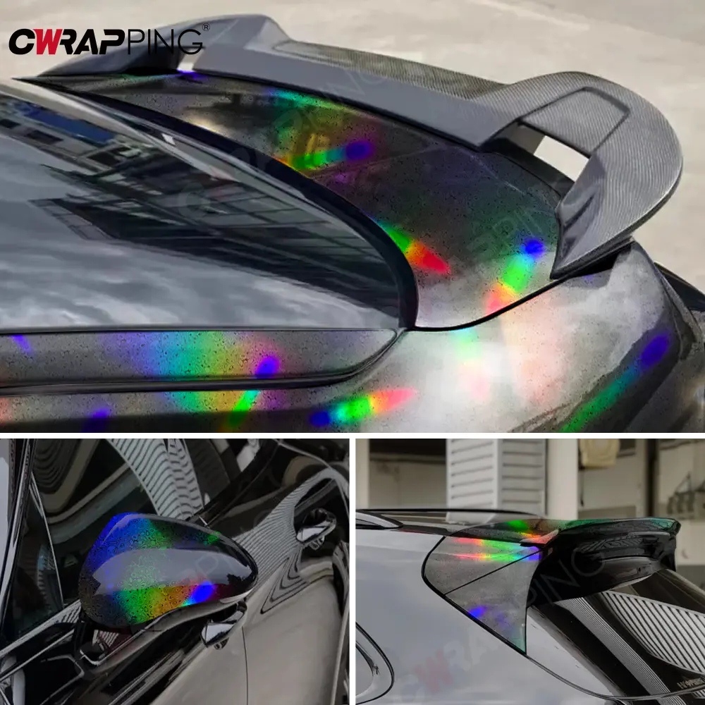 Motorcycle Sticker Laser Black Silver Chameleon Vinyl Wrap Film Waterproof Air Release Stickers for Car Motorcycle Accessories